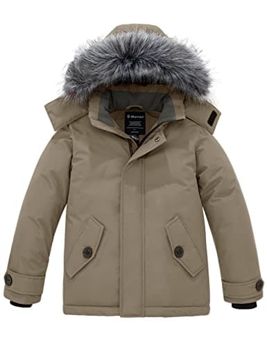 Wantdo Boys' Winter Waterproof Puffer Jacket with Hood & Fleecy Lining
