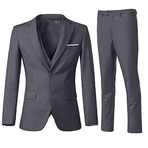 ZKHOECR Men's Slim Fit 3-Piece Suit