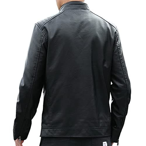 Men's Casual Faux Leather Biker Jacket for Womleys