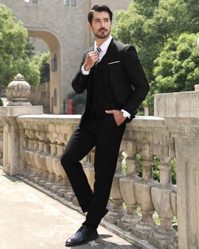 Cloudstyle Men's Slim Fit Notched Lapel 3-Piece Formal Suit Jacket & Pants Set