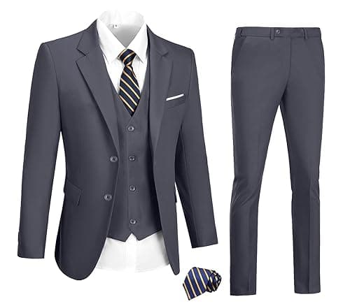DOISPON Men's 3-Piece Slim Fit Suit