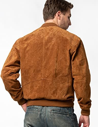 Vintage Suede Flavored Men's Leather Baseball Jacket