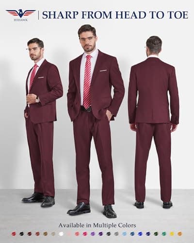 Hihawk Men's Slim Fit Suit with Stretch Jacket & Pants Set