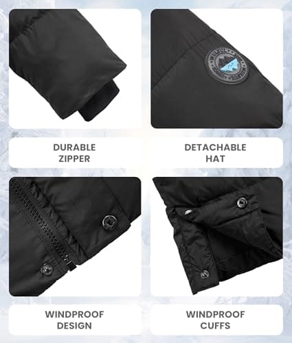 Boys Winter Hooded Puffer Jacket for Outdoor - Simplified English