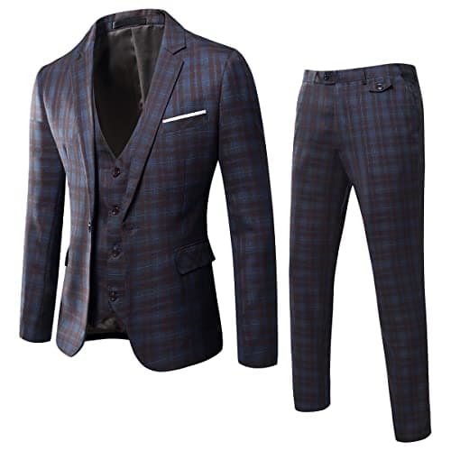 WULFUL Men’s Slim Fit 3-Piece Suit: Blazer, Vest & Pants for Business and Weddings