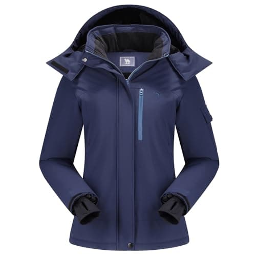 CAMEL CROWN Women's Waterproof Winter Ski Jacket+Fleece Hooded Coat