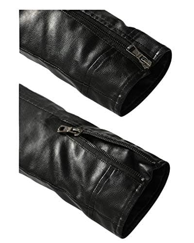 Fairylinks Men's Black Slim Fit Lightweight Motorcycle Leather Jacket