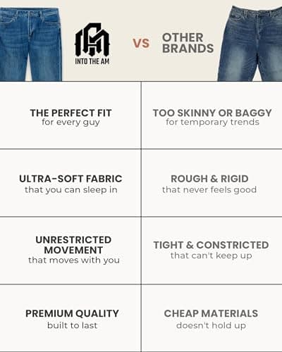 INTO THE AM Mens Legacy Stretch Denim Slim Tapered Ultra-Soft Jeans