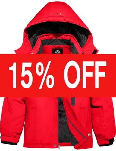 GEMYSE Boy's Waterproof Winter Snow Jacket with Hood and Fleece Liner