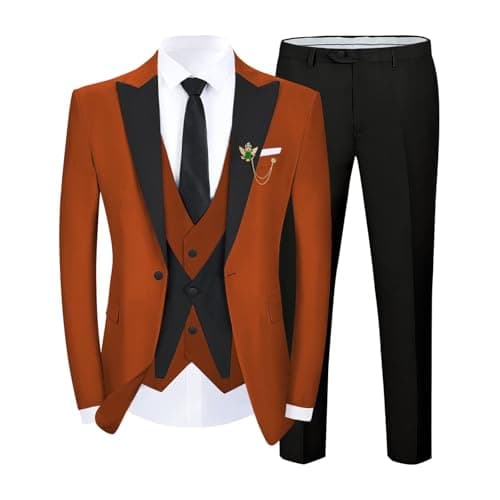 SPTALLFITJSV Slim Fit 3-Piece Men's Wedding Suit Set