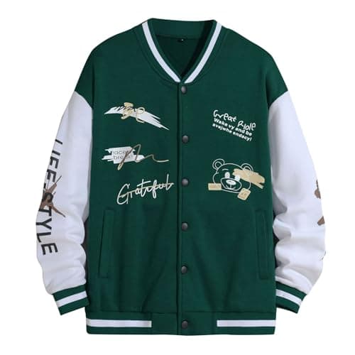 Xoxingysm Unisex Vintage Color Block Baseball Jacket