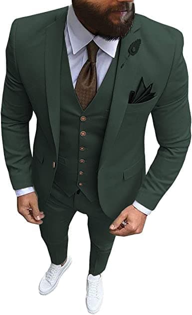 Solove-Suit Men's 3-Piece Regular Fit One-Button Formal Suit for Wedding