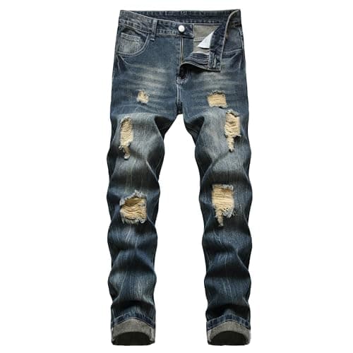 RANMCC Men's Slim Fit Ripped Jeans