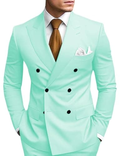 Double Breasted Suit Men Slim Fit 2 Piece Wedding Prom Set