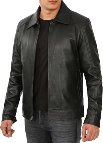 Decrum Mens Real Lambskin Classic Vintage Leather Jacket