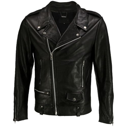 DECIMAL Genuine Black Lambskin Biker Jacket for Men VINTAGE Motorcycle Jackets