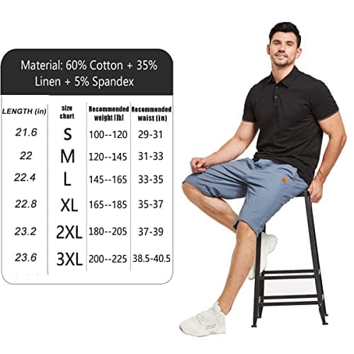 JustSun Men's Classic Fit Cotton Shorts with Elastic Waist and Pockets