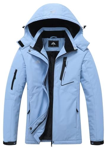 MOERDENG Women's Warm Waterproof Ski Coat with Hood