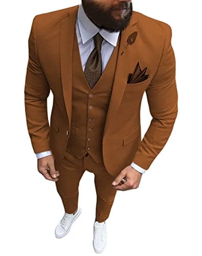 Wangyue Men's Slim Fit 3 Piece Suit Set