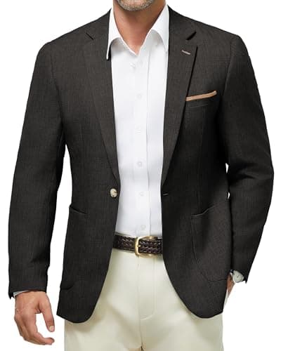 WULFUL Men's Regular Fit Linen Cotton Blazer with Pockets
