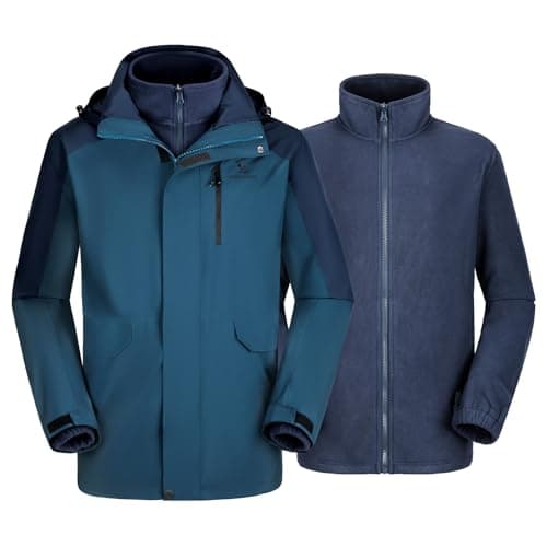 Men's 3-in-1 Waterproof Ski Jackets with Inner Fleece Coat