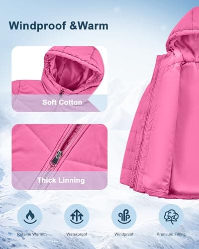 WULFUL Girl's Winter Waterproof Warm Hooded Parka Jacket