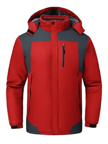 GAXIDES Men's Waterproof Windproof Ski Jacket with Hood
