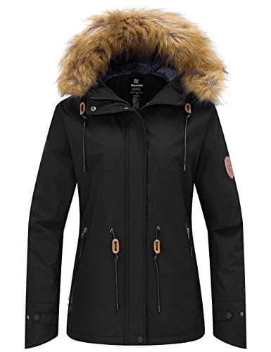 Wantdo Women's Waterproof Insulated Fleece Hooded Ski Jacket