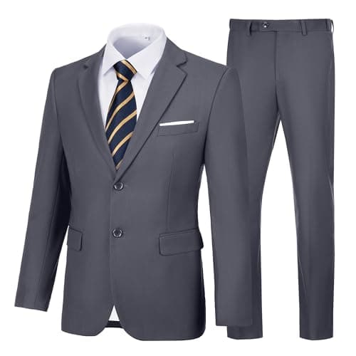 Amyox Men's Slim Fit Two Piece Wedding Prom Suit Jacket & Pants Set