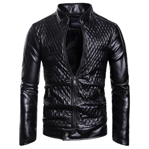 Stylish Men's Slim Leather Biker Jacket with Zipper