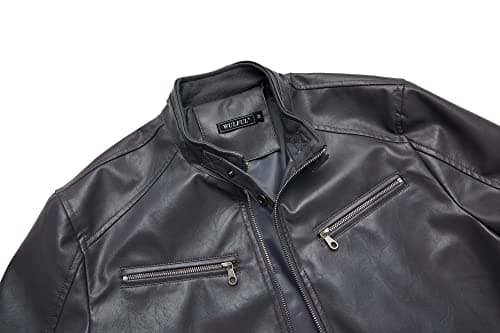 WULFUL Men's Lightweight Stand Collar Faux Leather Motorcycle Outwear for Motorcycle Riders
| WULFUL Men's Stand Collar Leather Jacket Global Recycled Standard Suitable for Urban Outdoors
| WULFUL Men's Stand Collar Faux Leather Jacket Global Recycl