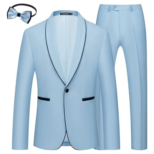 MAGE Mens Clashing Color Tuxedo Suit with Shawl Lapel Jacket and Pants