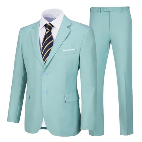 Amyox Men's Slim Fit Two Piece Wedding Prom Suit Jacket & Pants Set