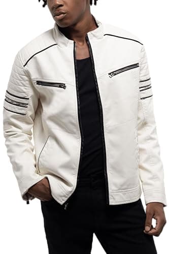 X RAY Men's Hooded PU Leather Jacket, Black, Large