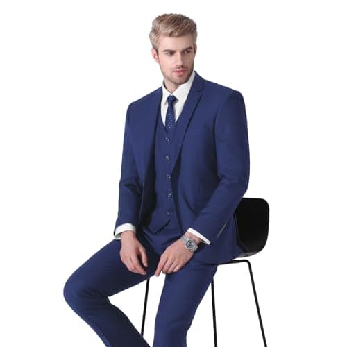 Slim Fit 3 Piece Men's Suit - LUPURTY Tuxedo Set with Jacket, Vest, Pants and Tie