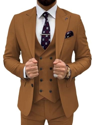 TIJOFA Men's Classic Double Breasted Suit for Wedding & Formal Events