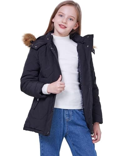 WULFUL Girl's Winter Waterproof Down Puffer Jacket with Warm Hood