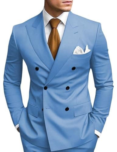 Double Breasted Suit Men Slim Fit 2 Piece Wedding Prom Set