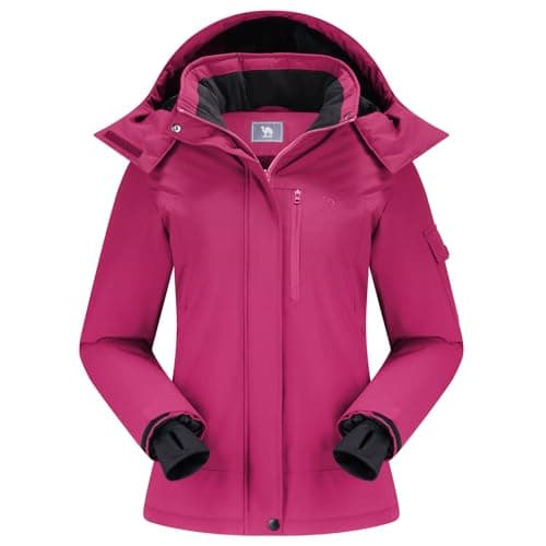 CAMEL CROWN Women's Waterproof Winter Ski Jacket+Fleece Hooded Coat