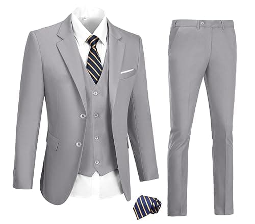 DOISPON Men's 3-Piece Slim Fit Suit