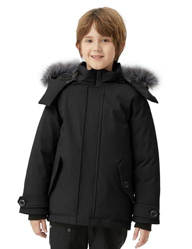 Wantdo Boys' Winter Waterproof Puffer Jacket with Hood & Fleecy Lining