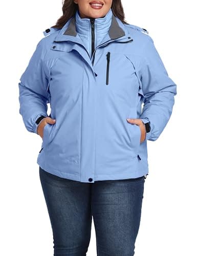 Wantdo Women's Plus Size Waterproof Winter Ski Snowboarding Jacket with Hood