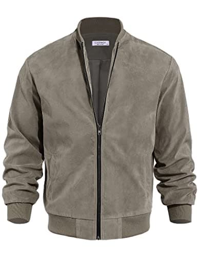 COOFANDY Men's Casual Vintage Lightweight Suede Bomber Jacket
