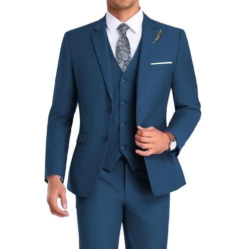 Mrbuerly Men's Slim Fit 3-Piece Suit for Groomsmen with Tie and Pants XS/36-30