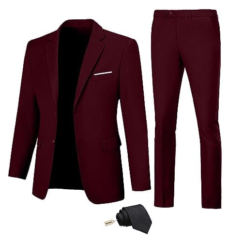 Fesenbo Men's Slim Fit 2-Piece Business Suit Blazer and Pants for Prom and Weddings