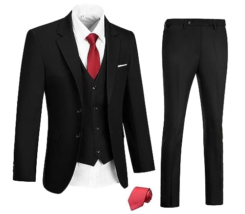 DOISPON Men's 3-Piece Slim Fit Suit