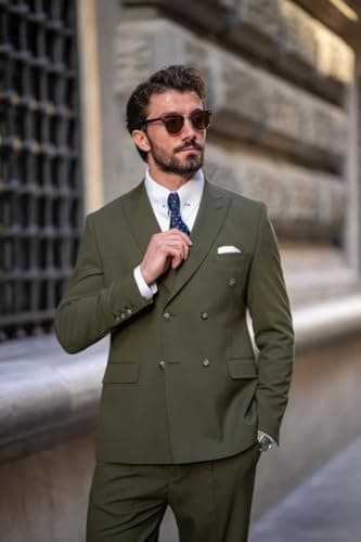 Double Breasted Suit Men Slim Fit 2 Piece Wedding Prom Set