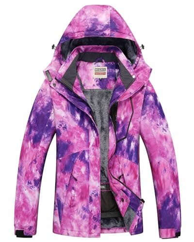Women's Waterproof Winter Ski Jacket with Detachable Hood