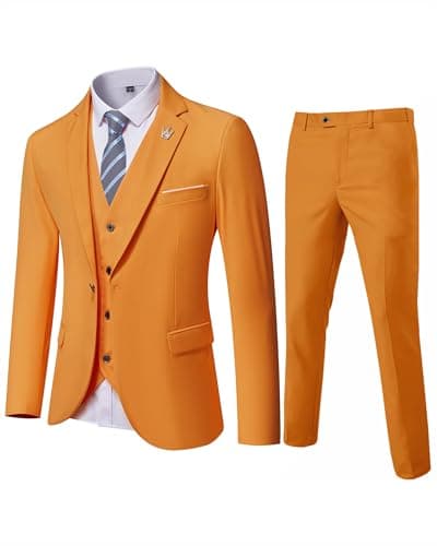 Hihawk Men's Stretch 3-Piece Slim Fit Suit Blazer Set Jacket Vest Pants Tie
