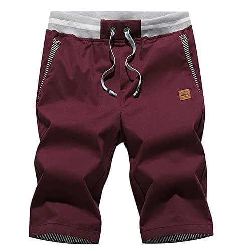 JustSun Men's Classic Fit Cotton Shorts with Elastic Waist and Pockets